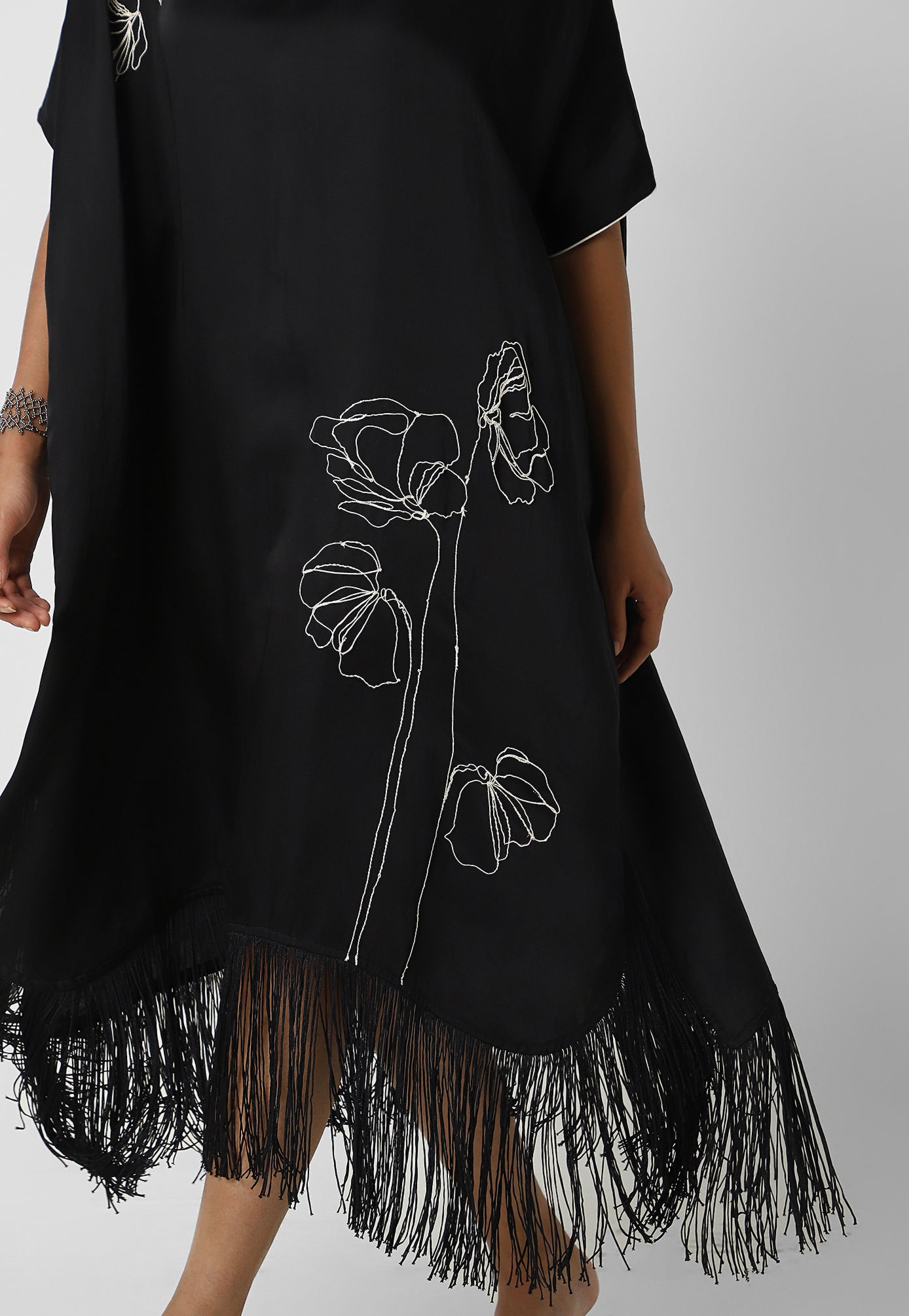 Floral Fringe Sqaure Dress