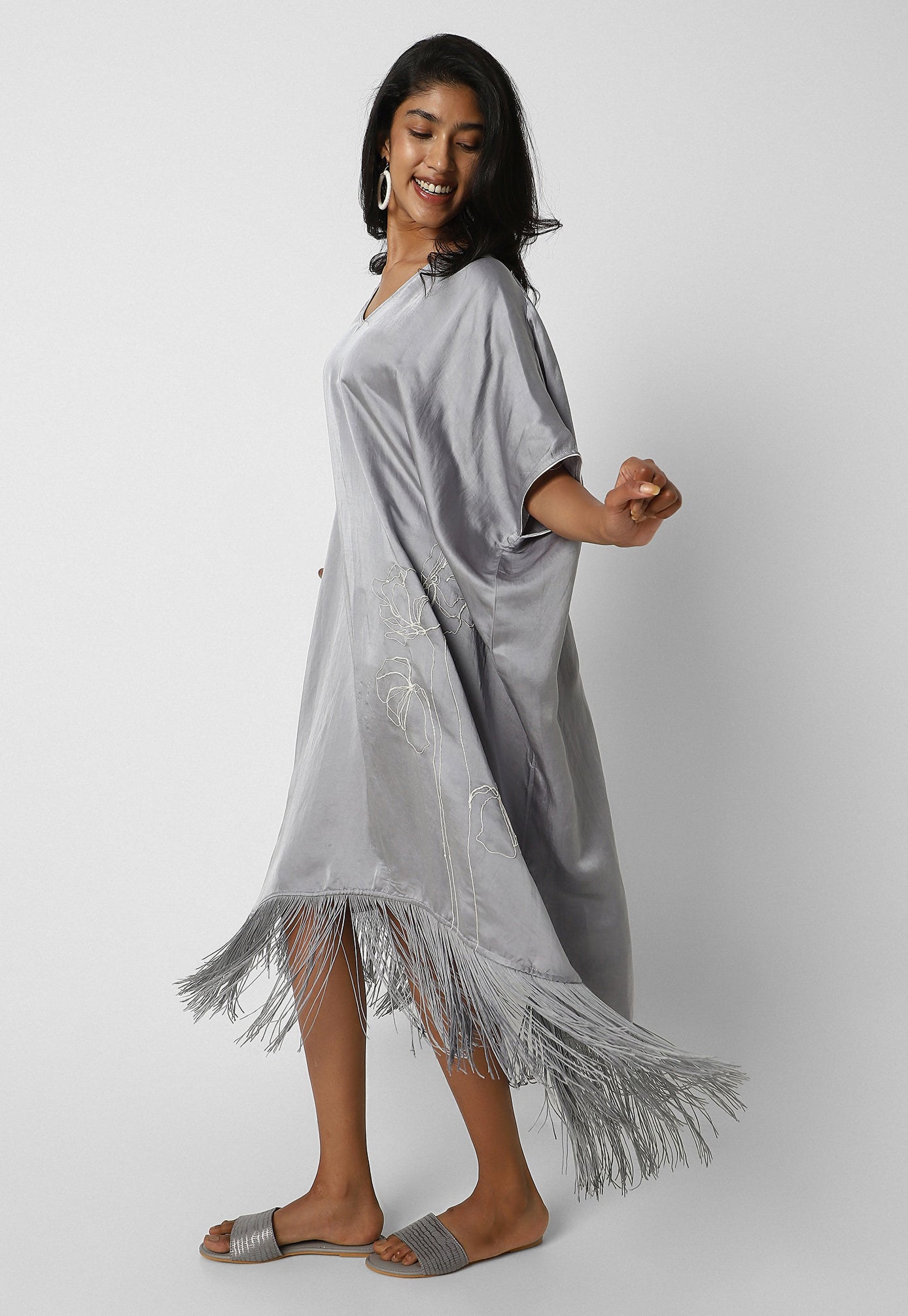 Floral Fringe Sqaure Dress