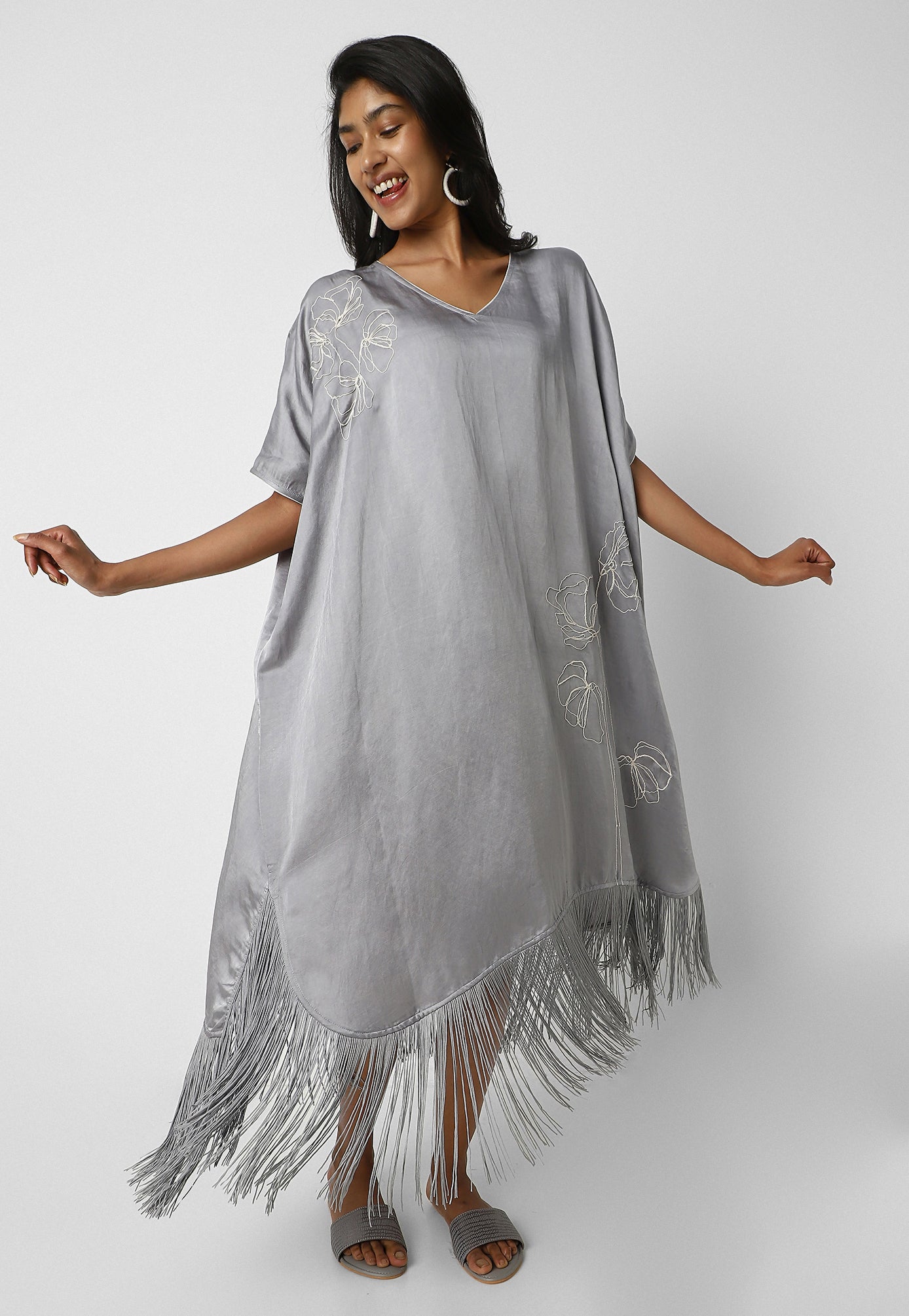 Floral Fringe Sqaure Dress