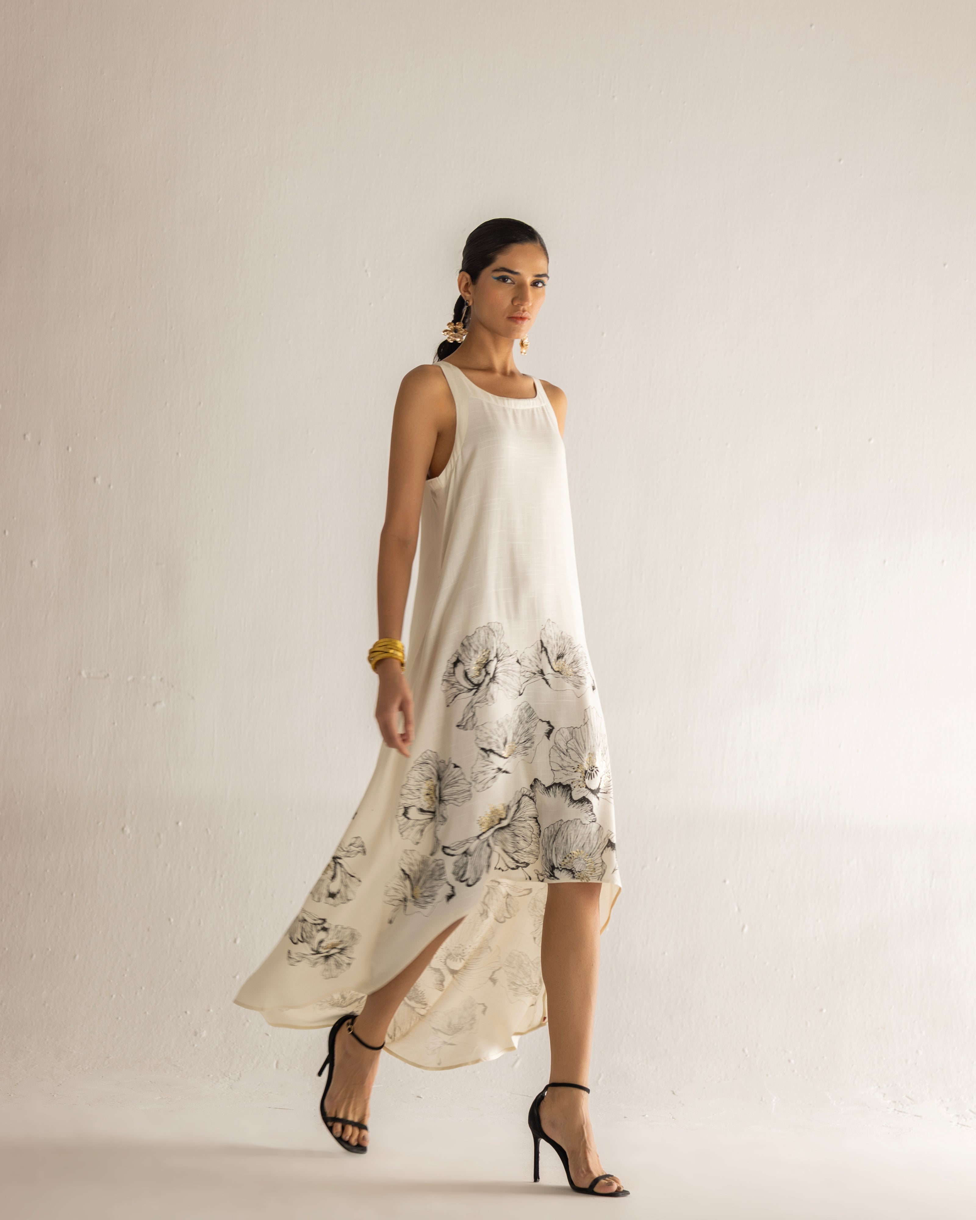 FLORAL WALTZ RACERBACK DRESS