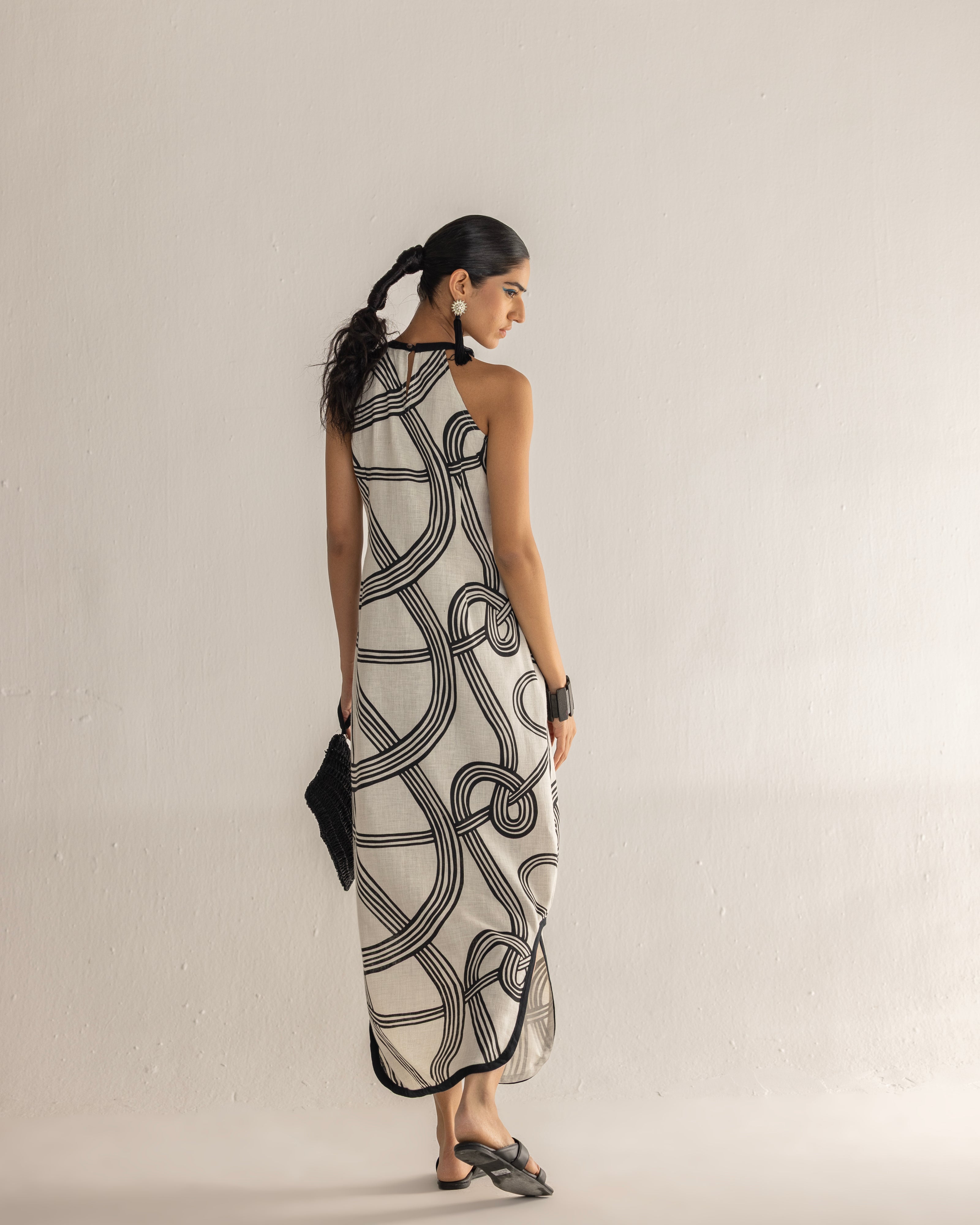 FLUID HALTER ROOTS DRESS
