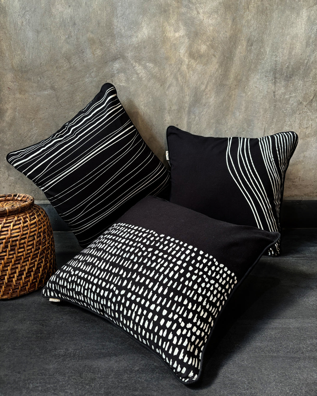 Forest Land Cushion Cover Set of 3 - Black