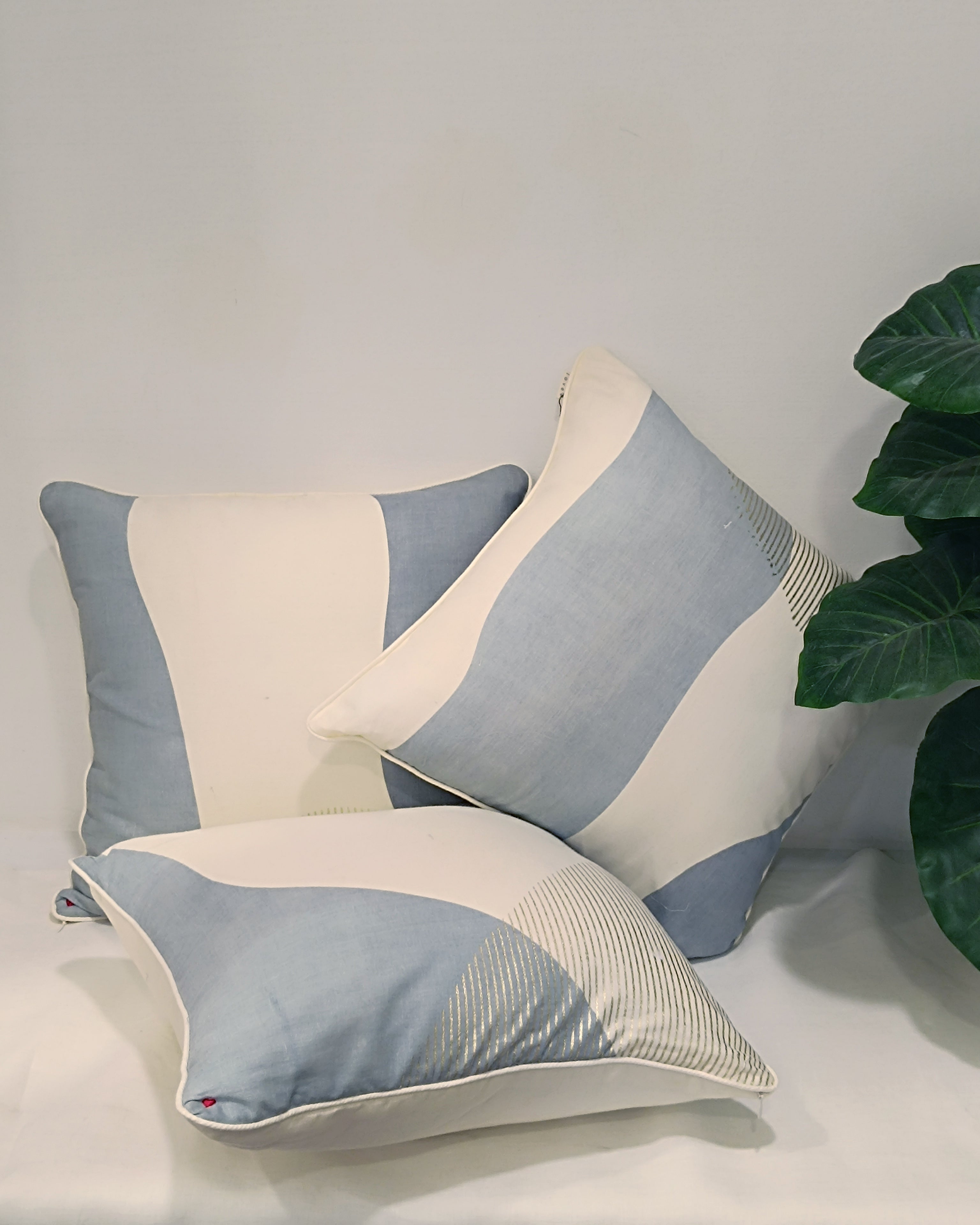 Mountain Scapes Cushion Cover Set of 3 - Off-White Blue