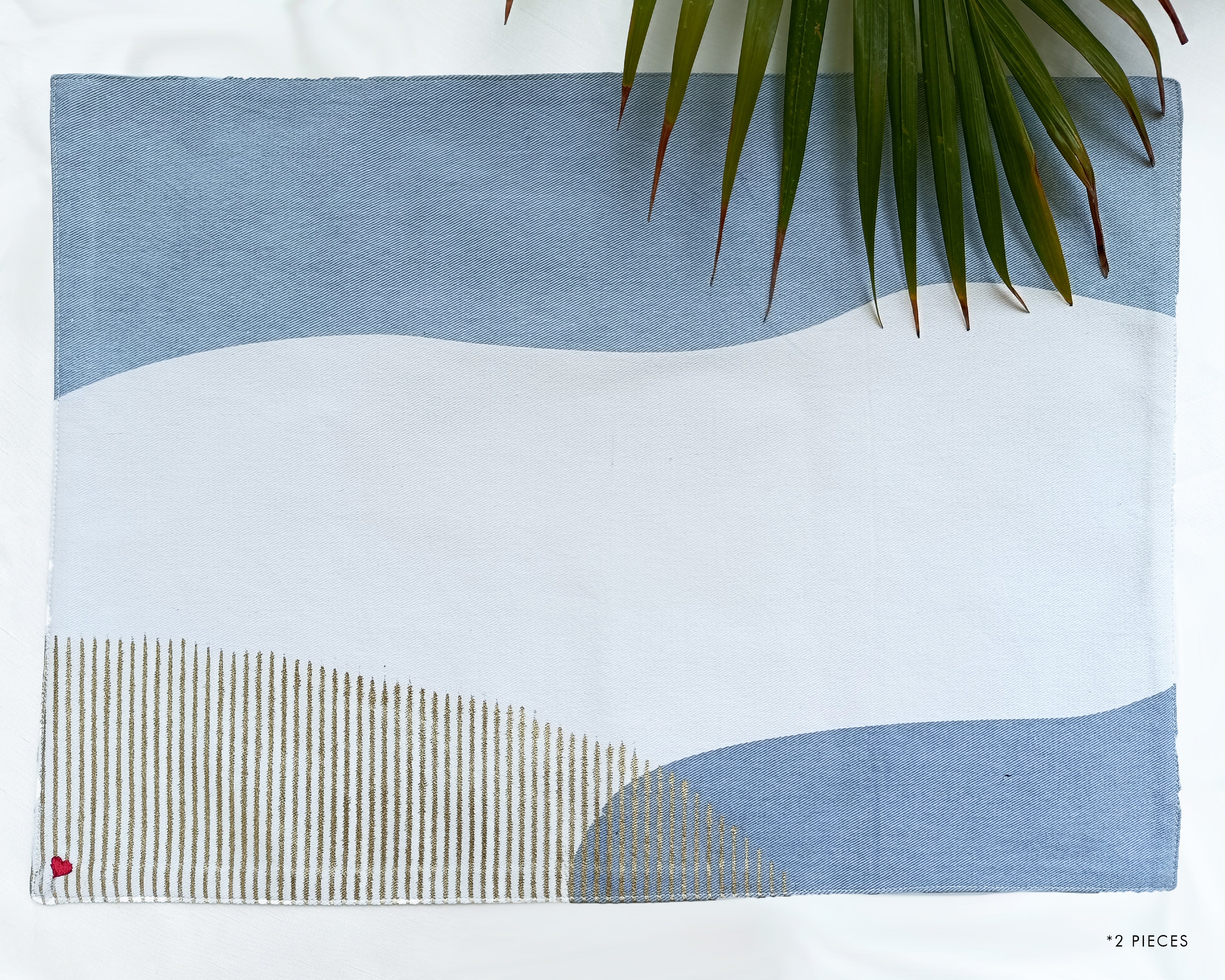 Mountain Scapes Table Mat Set of 4 - Off-White Blue