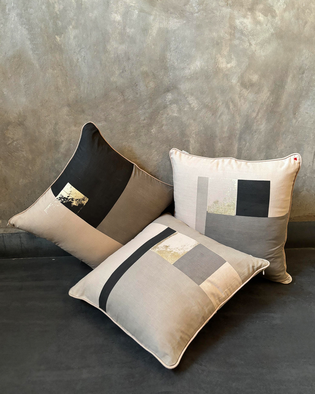 No Grey Area Cushion Cover Set of 3 - Black