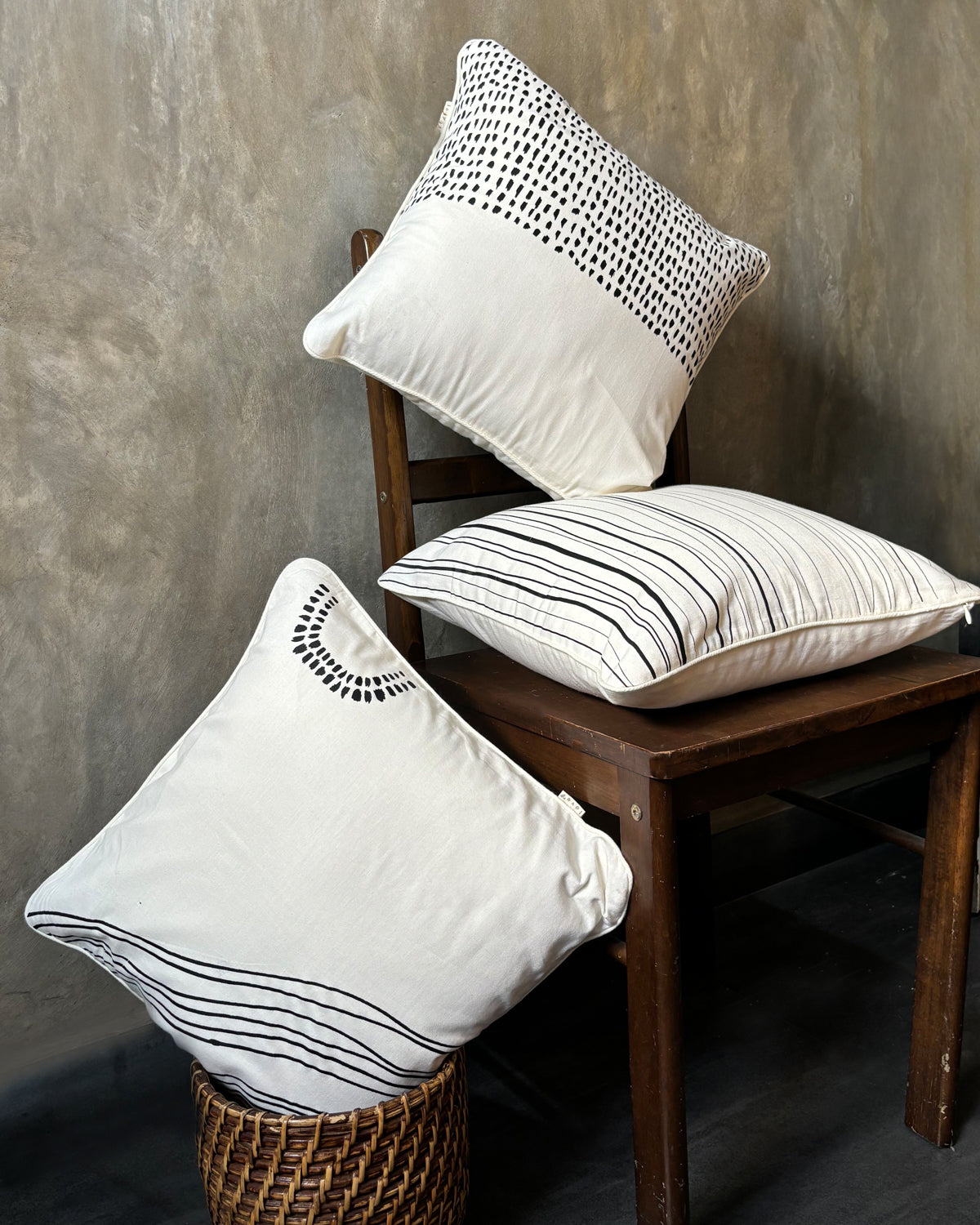 Forest Land Cushion Cover Set of 3 - Off White