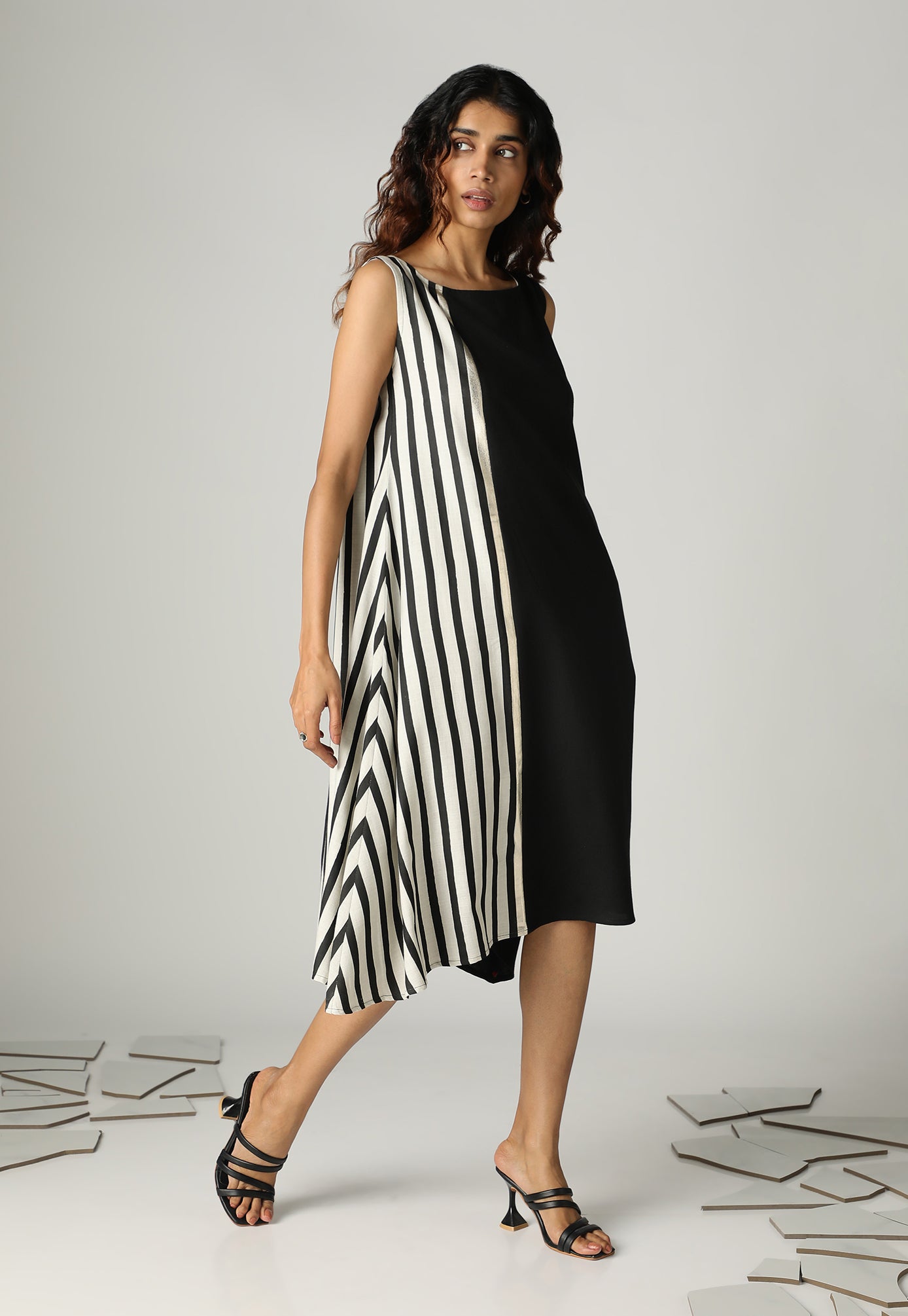 BEHIND BARS DIAGONAL FLARE DRESS